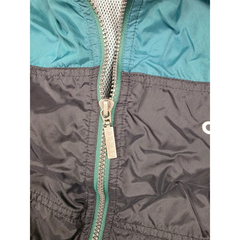 Vintage Adidas Windbreaker Jacket Mens M Green Colorblock Full Zip 90s *Read